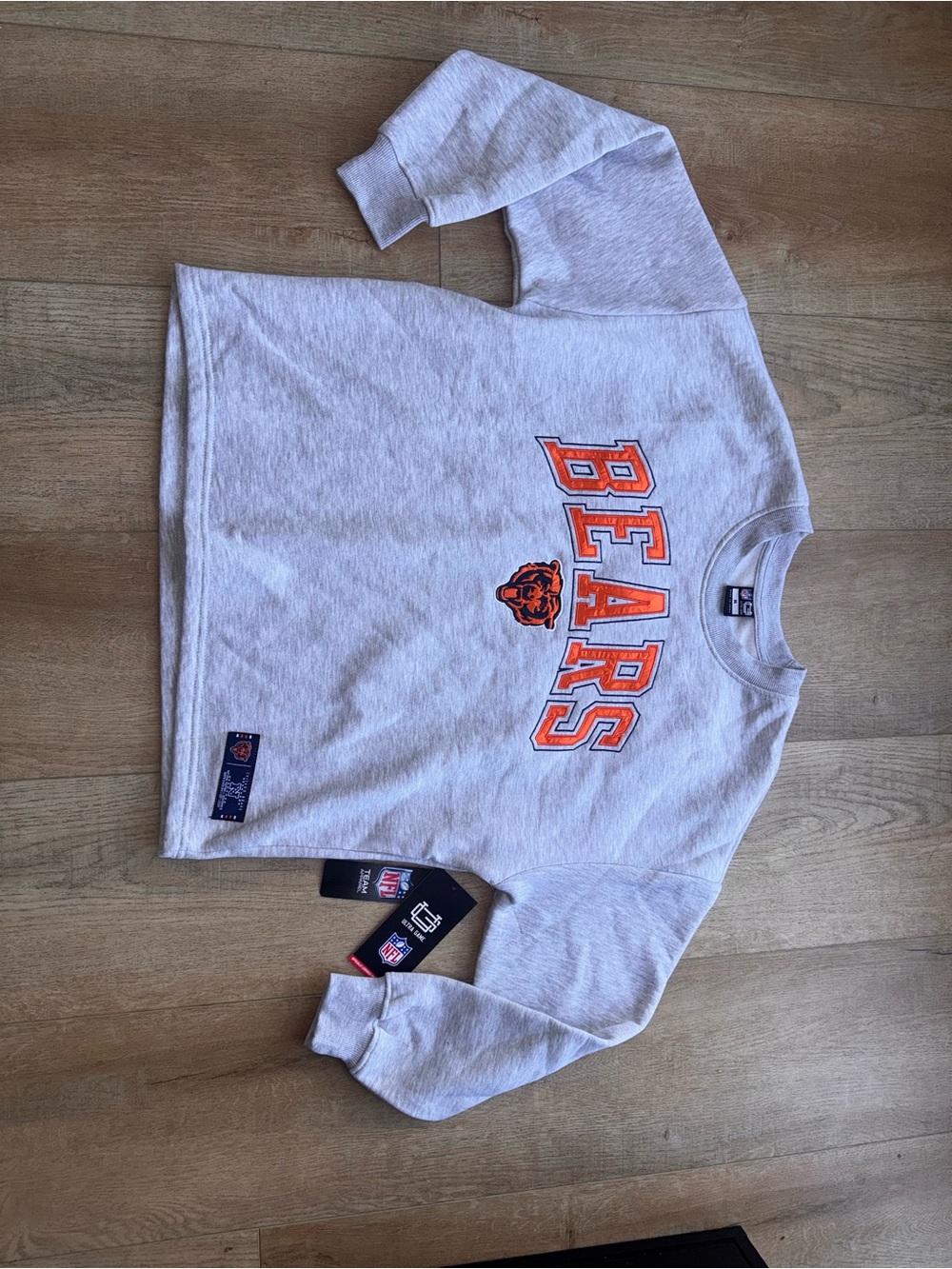 NFL women’s  Light Gray Bears Sweatshirt with Orange Logo